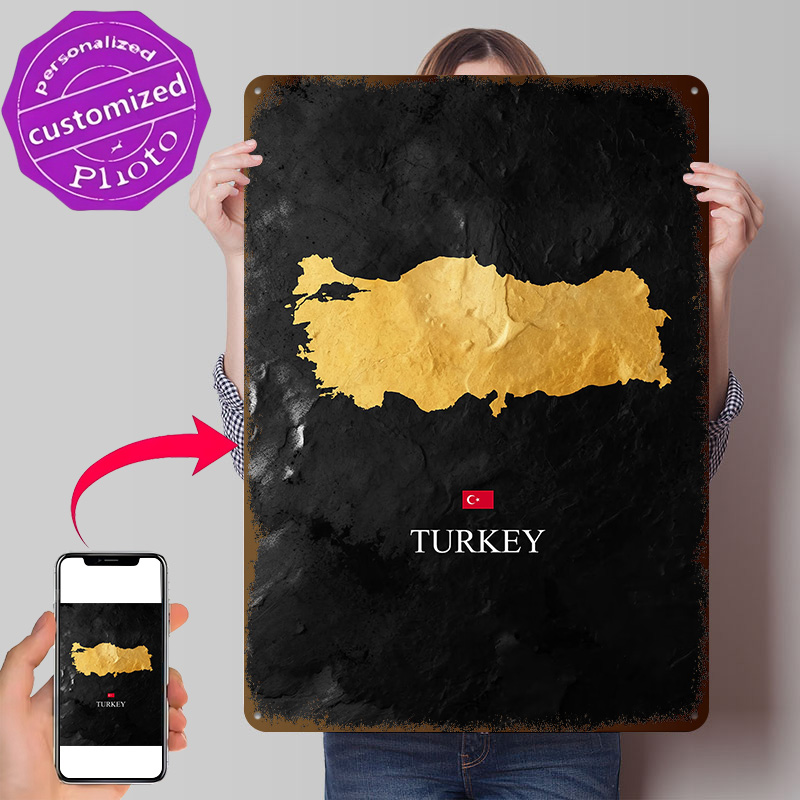 Background Retro Gaming - Golden Turkey Map on Black Background