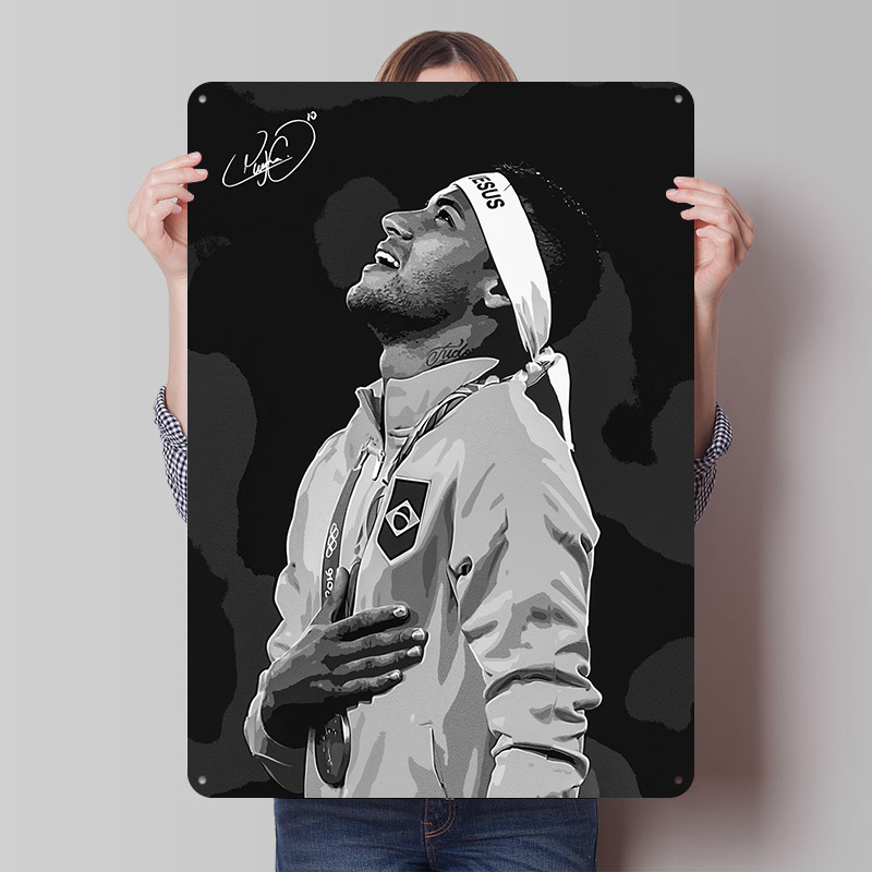 Retro Gaming Gadgets - Neymar Jr. Portrait Poster Customized Vintage