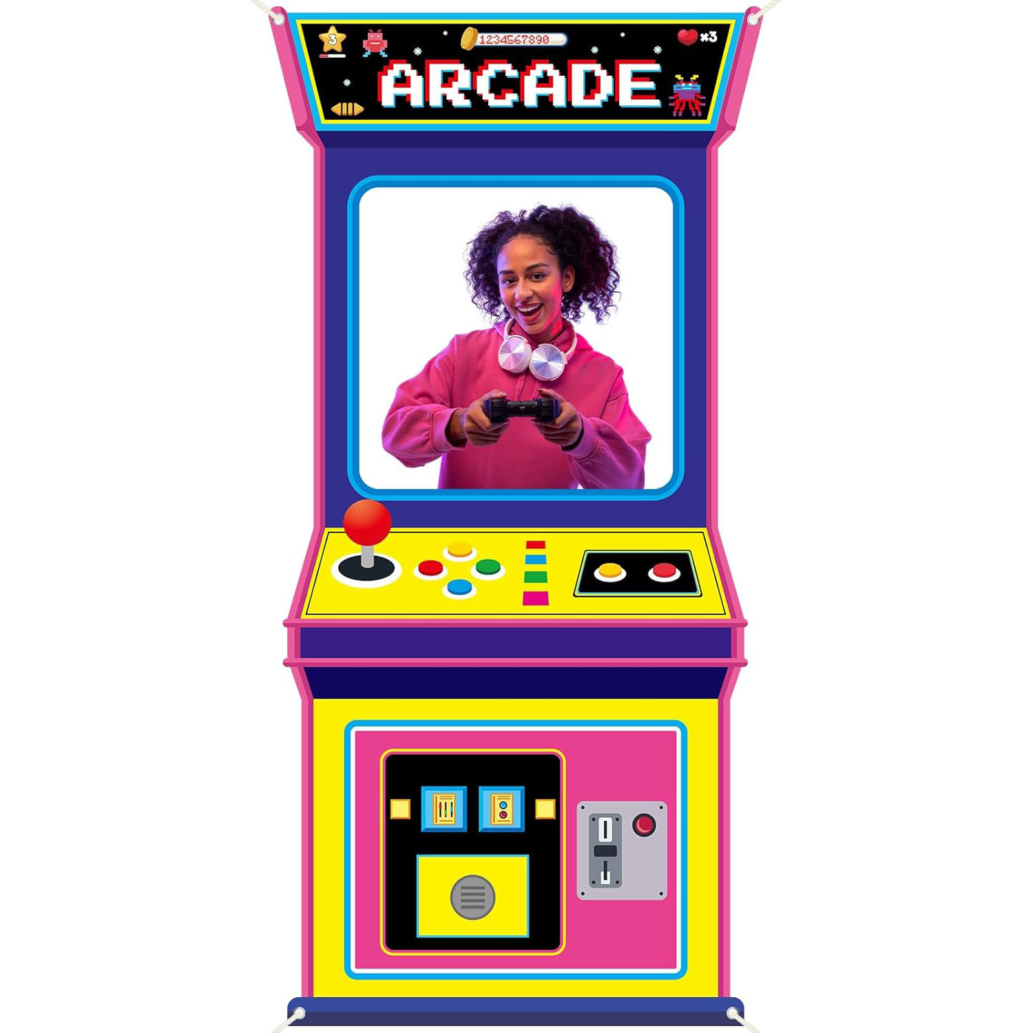 Background Retro Gaming - Fabric Arcade Game Photo Background Retro