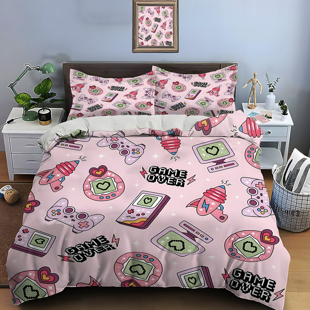 Background Retro Gaming - Retro Gaming Icons on Pink Background