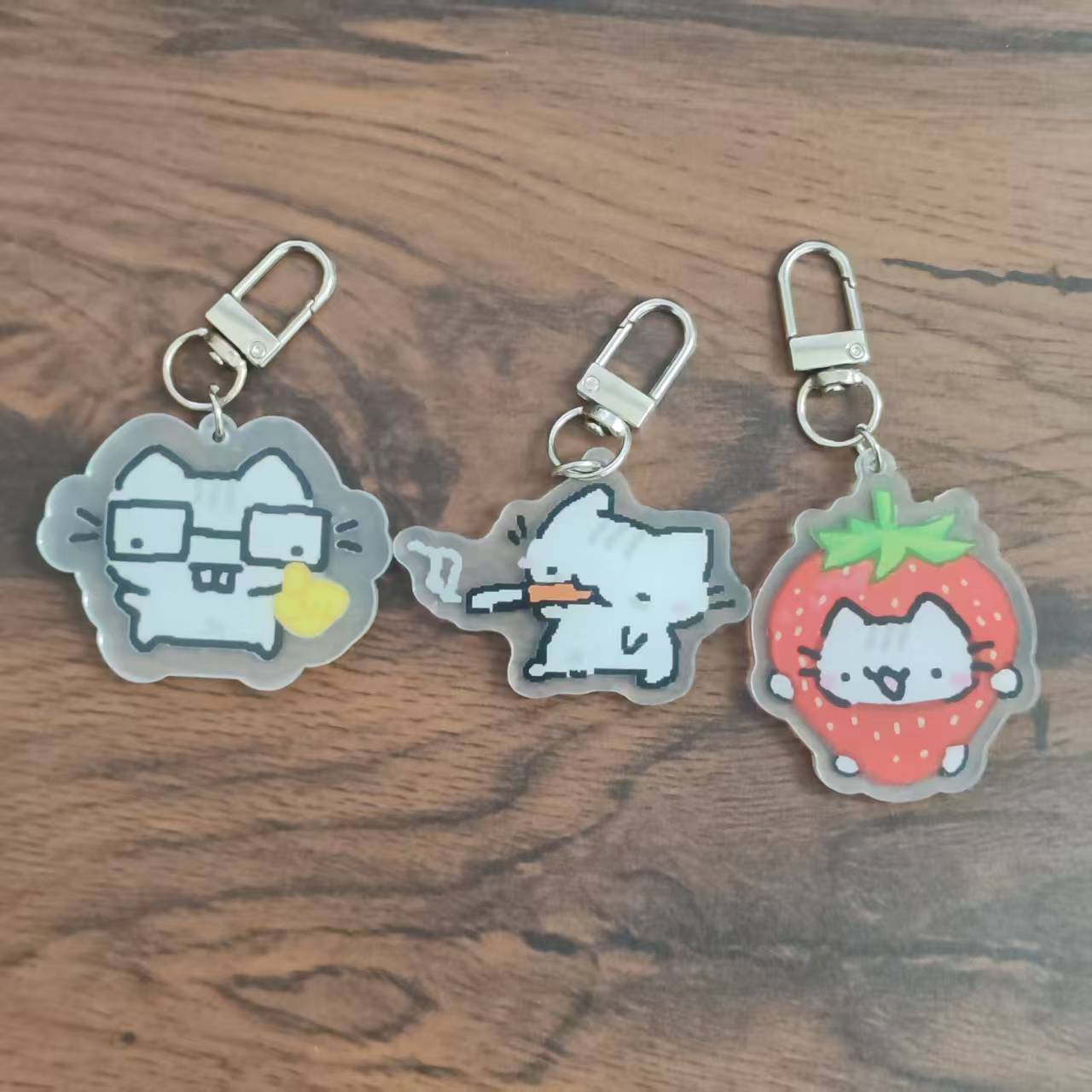 Retro Gaming Keychain - 2d Flat Pixel Cat Keychain -