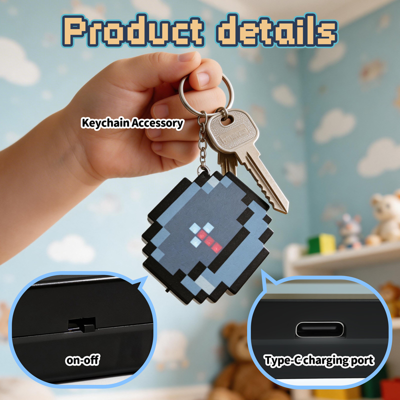 Retro Gaming Gadgets - 2026 NEW Rechargeable Pixel Compass Keychain