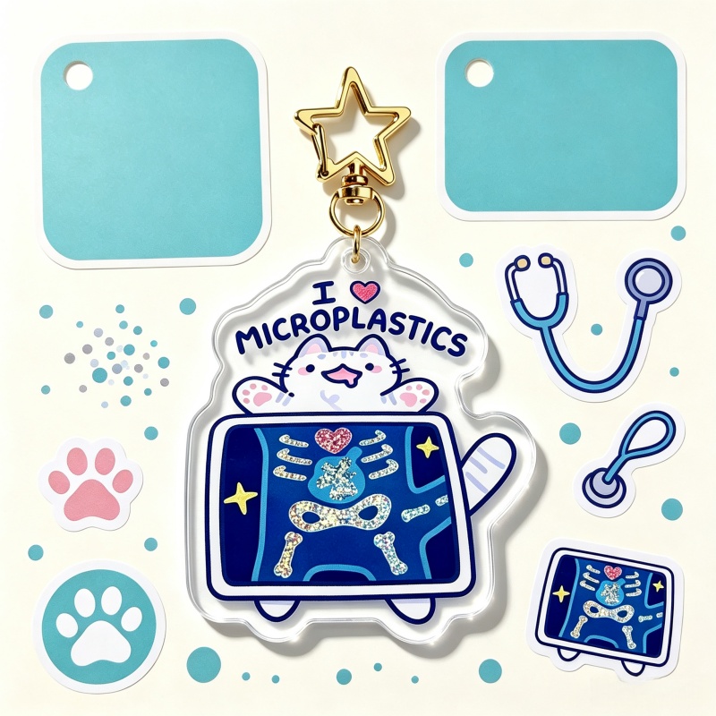 I Love Microplastics Cat Acryl - Retro Gaming Keychain review and price