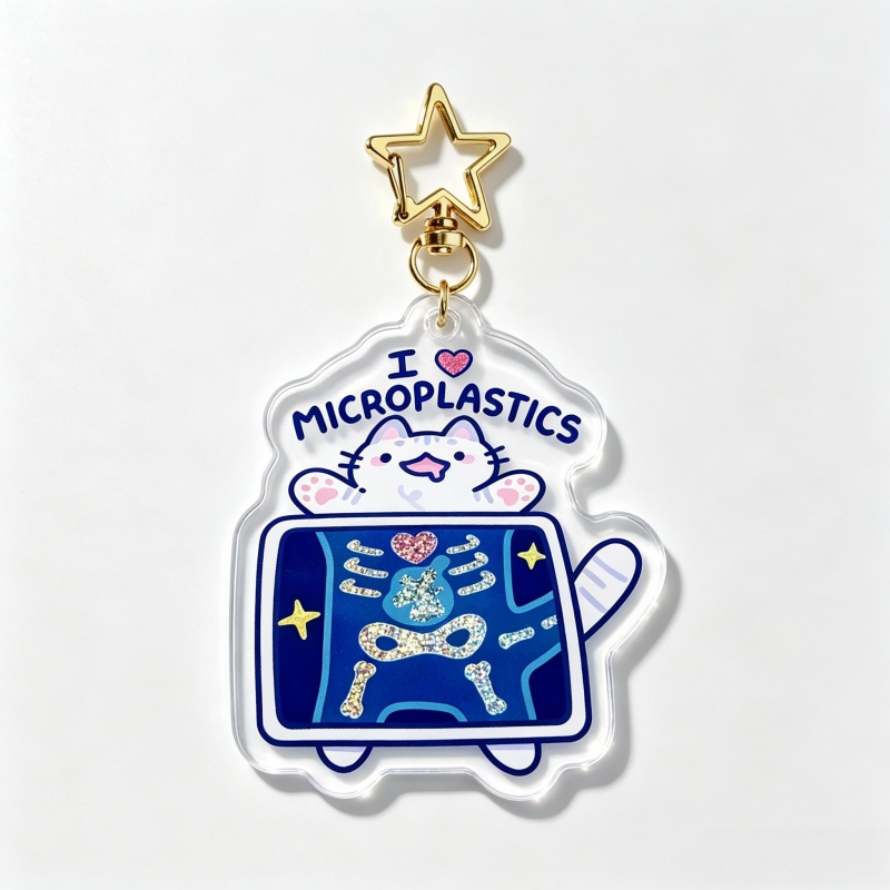I Love Microplastics Cat Acryl - Retro Gaming Keychain review and price