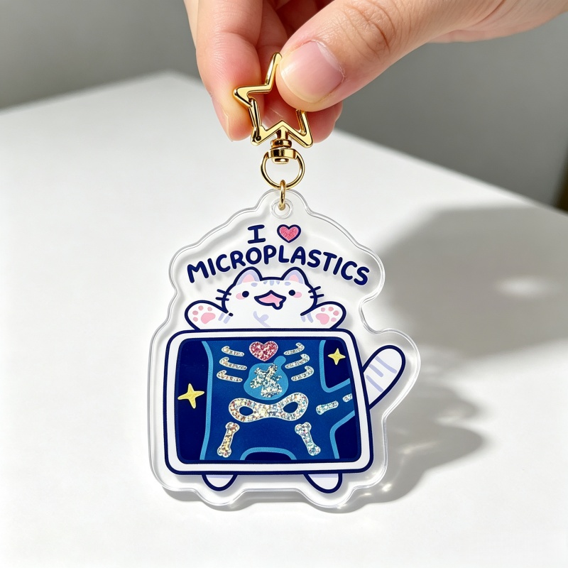 I Love Microplastics Cat Acryl - Retro Gaming Keychain review and price