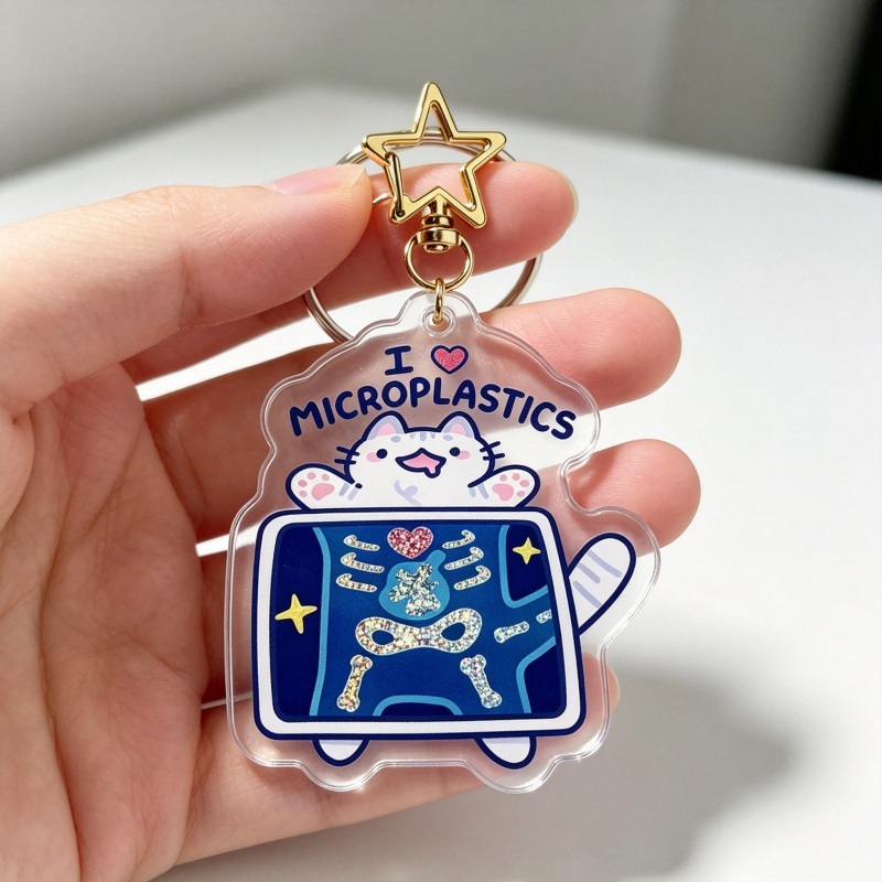 I Love Microplastics Cat Acryl - Retro Gaming Keychain review and price