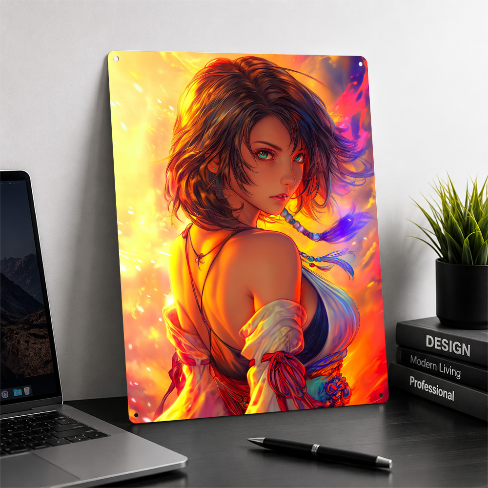 Anime Girl With Fiery Backgrou - Background Retro Gaming review and price