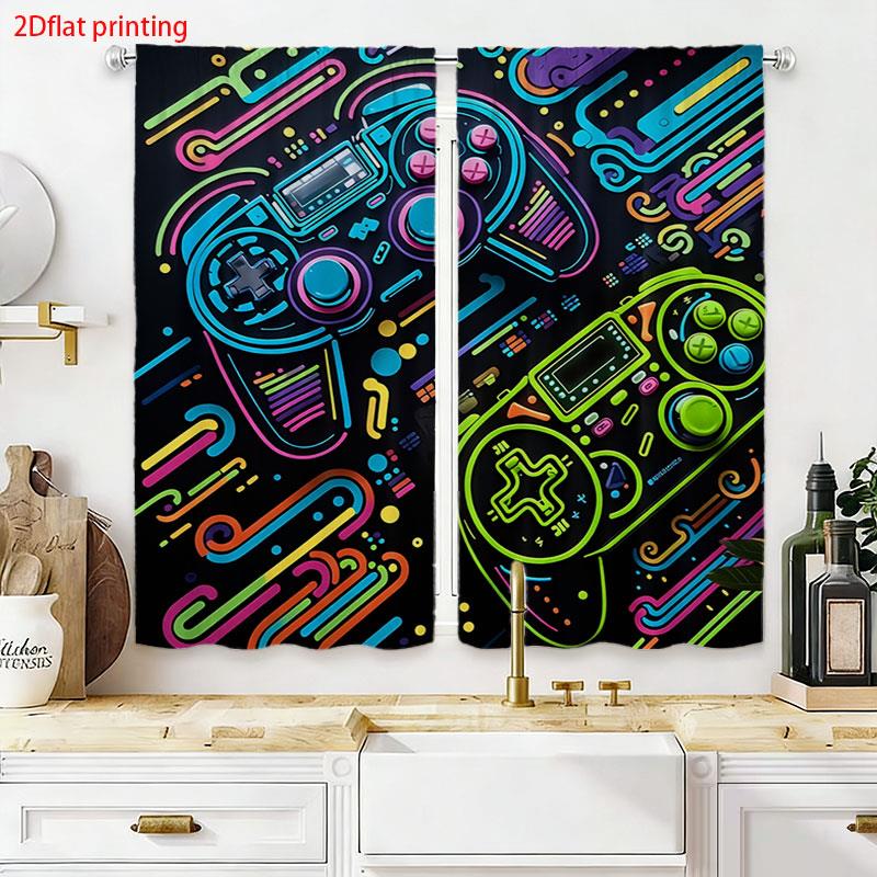 2pcs Gaming Curtains Neon Retr - Background Retro Gaming review and price