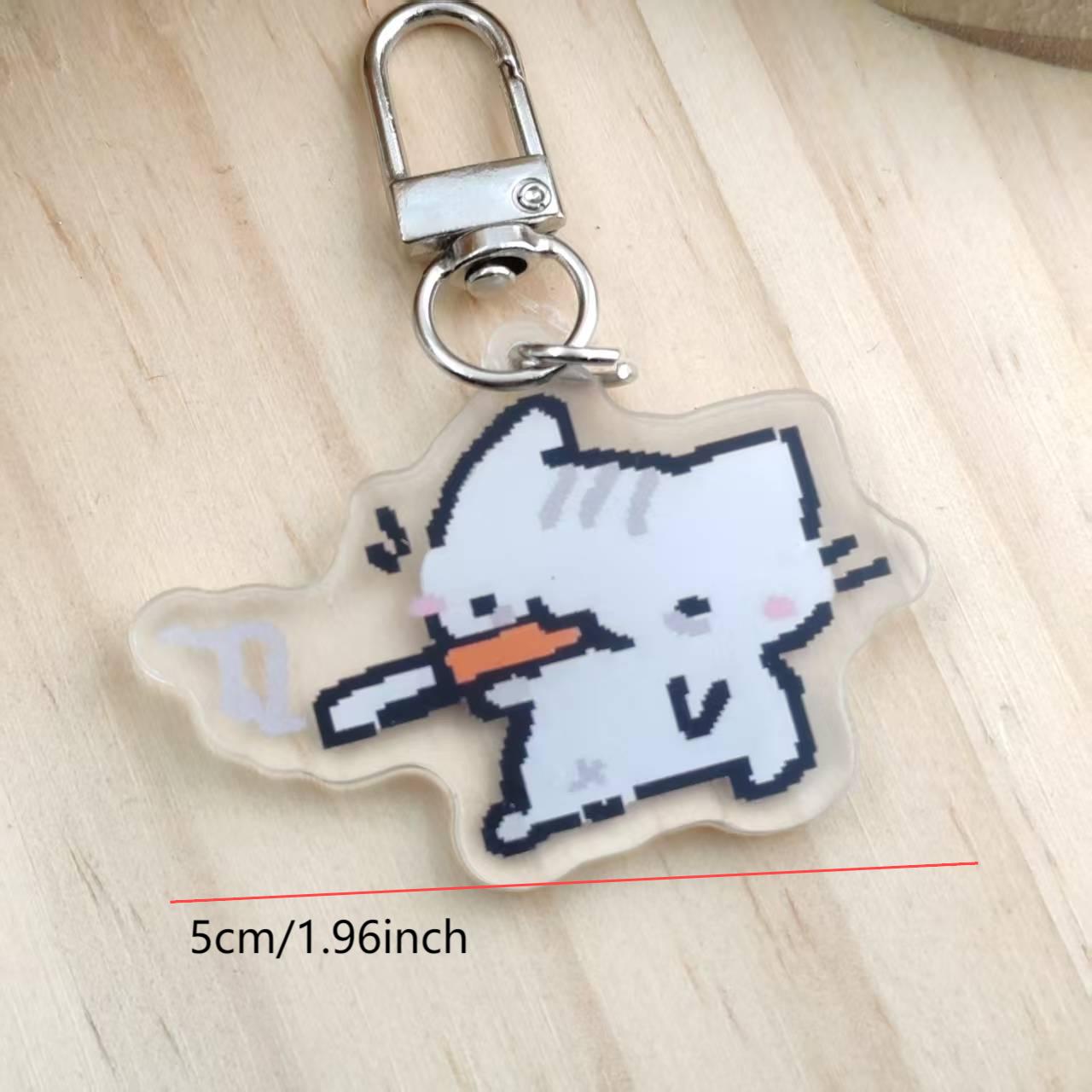 2d Flat Pixel Cat Keychain - G - Retro Gaming Keychain review and price