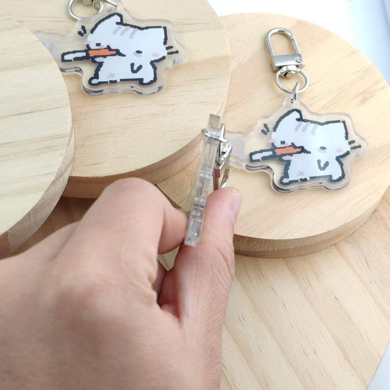 2d Flat Pixel Cat Keychain - G - Retro Gaming Keychain review and price