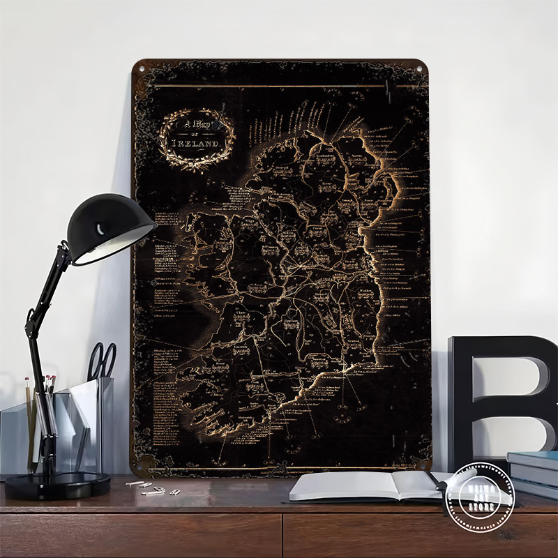 Ireland Dark Vintage Map Print - Retro Gaming Ireland review and price